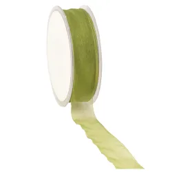 Organza Woven Edge Ribbon; Leaf Green